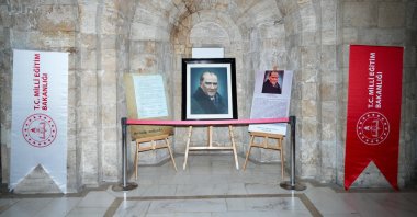 The portrait of Mustafa Kemal Atatürk is exhibited at Anıtkabir, Atatürk's mausoleum, Ankara, Türkiye, Nov. 11, 2024. (AA Photo) 