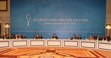Delegations of Türkiye, Russia and Iran attend the international meeting on Syria, Astana, Kazakhstan, Nov. 12, 2024. (AA Photo)