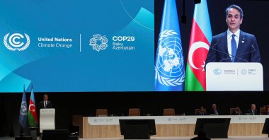 Greek Prime Minister Kyriakos Mitsotakis speaks during the United Nations climate change conference COP29, Baku, Azerbaijan, Nov. 13, 2024. (Reuters Photo)