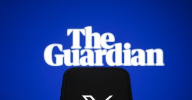 Logos of The Guardian and social media platform X are seen in this illustration from Nov. 13, 2024. (AA Photo)