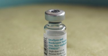 A vial of the mpox vaccine is seen during the launch of the vaccination campaign at the General Hospital of Goma, DRC, Oct. 5, 2024. (AFP Photo)