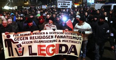 This undated picture shows anti-Muslim and anti-multiculturalism protesters in Germany. (AA Photo)