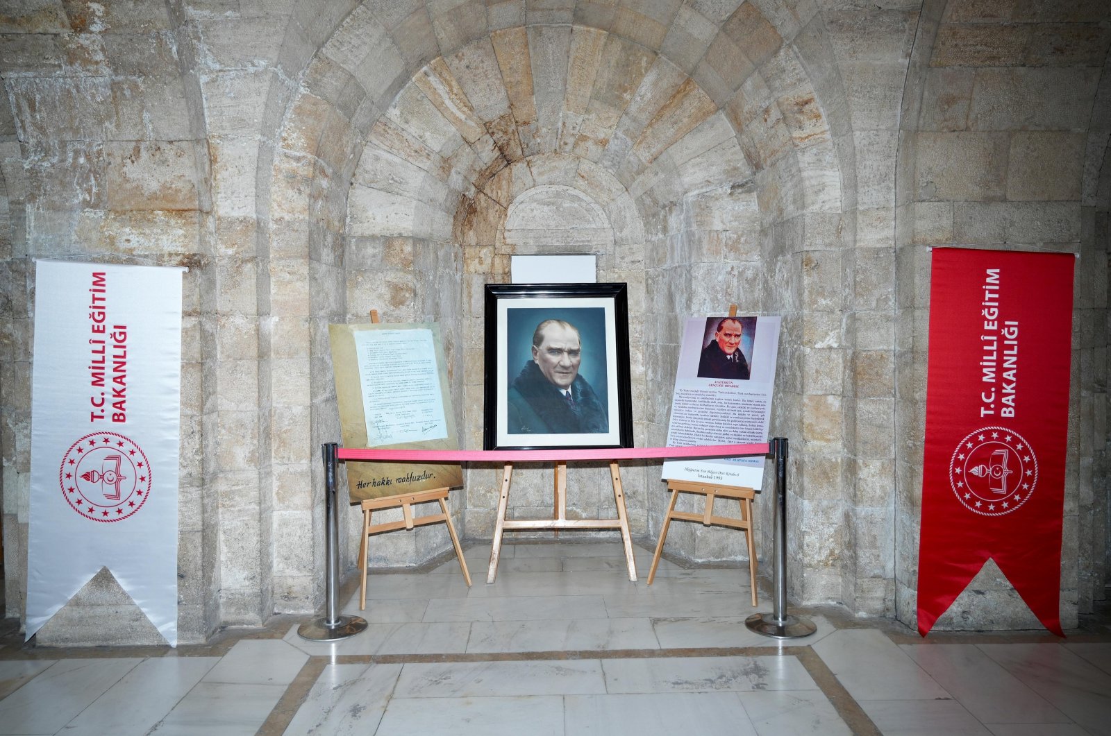 The portrait of Mustafa Kemal Atatürk is exhibited at Anıtkabir, Atatürk&#039;s mausoleum, Ankara, Türkiye, Nov. 11, 2024. (AA Photo) 