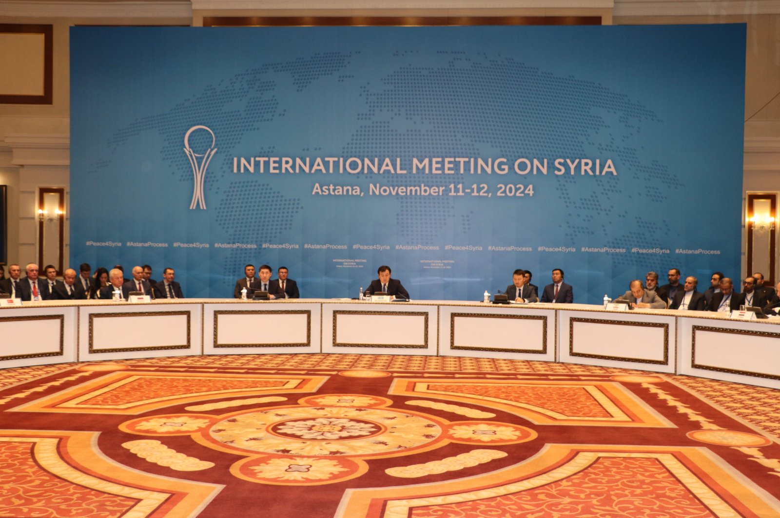 Delegations of Türkiye, Russia and Iran attend the international meeting on Syria, Astana, Kazakhstan, Nov. 12, 2024. (AA Photo)