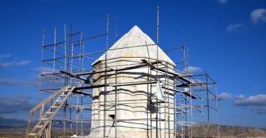 Restoration work on the 600-year-old Kara Yusuf Tomb is nearing completion in Erciş, Van, Türkiye, Nov. 14, 2024. (DHA Photo)