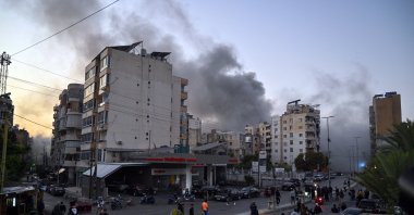 Smoke rises following an Israeli airstrike in the Al-Chiyah area, Beirut, Lebanon, Nov. 14, 2024. (EPA Photo)