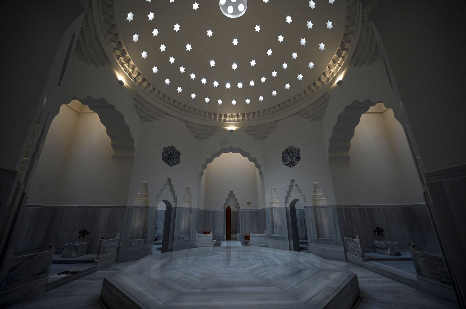 The interior of the 16th-century Zeyrek Cinili Hammam in the Fatih district of Istanbul, Türkiye, Oct. 7, 2024. (AFP Photo)