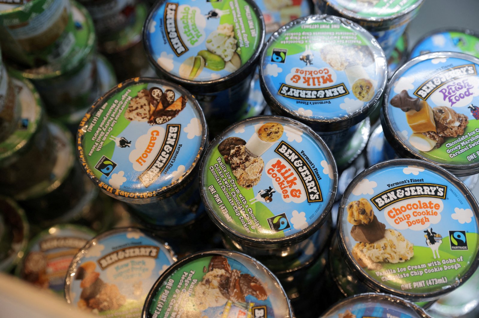 Ben &amp; Jerry&#039;s ice cream, a brand of Unilever, is seen on display in a store in Manhattan, New York City, U.S., March 24, 2022. (Reuters Photo)