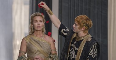 This image released by Paramount Pictures shows Connie Nielsen (L) and Joseph Quinn in a scene from &quot;Gladiator II.&quot;  (AP Photo)