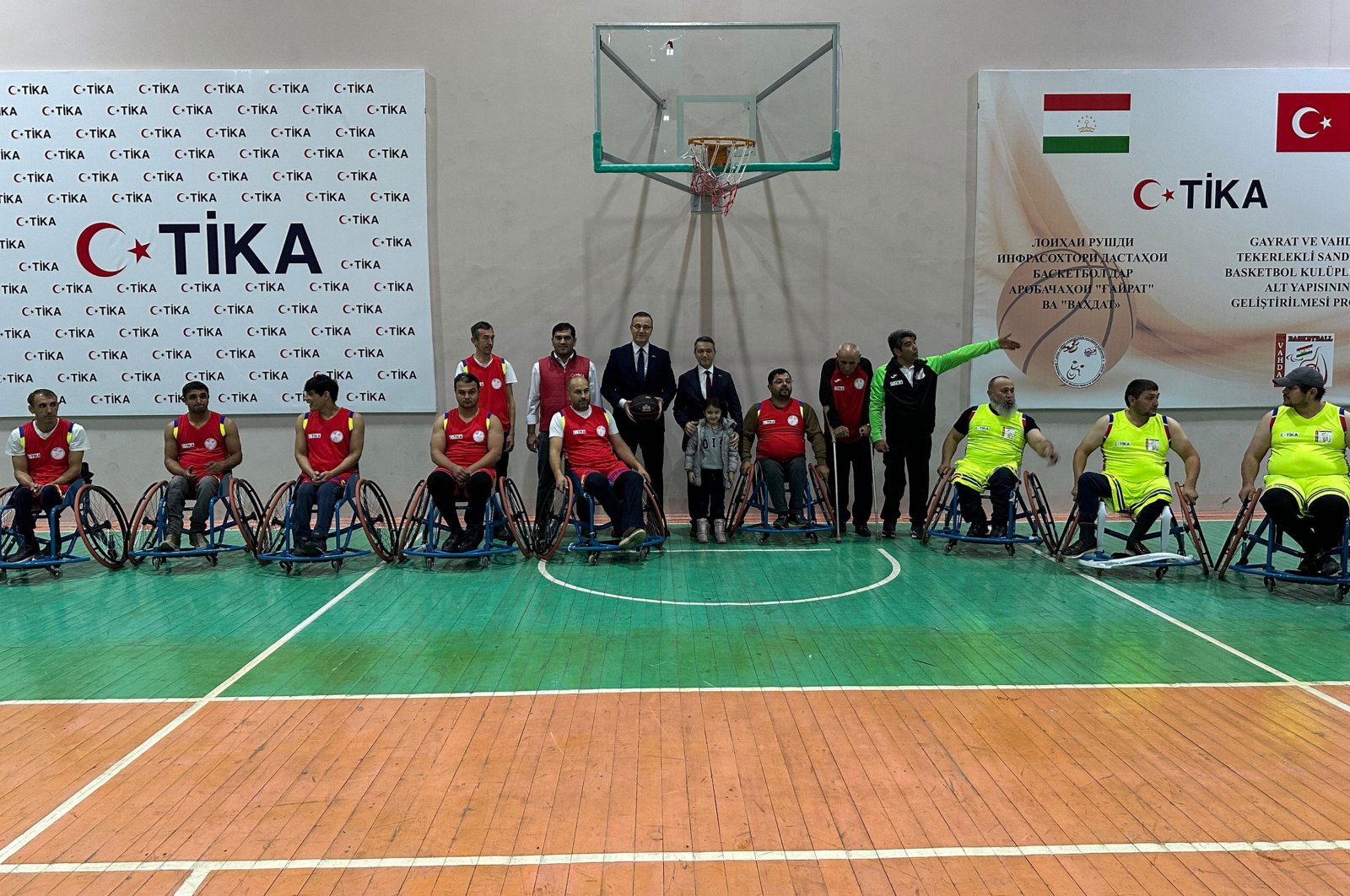 Gayrat and Vahdat Wheelchair Basketball Clubs receive equipment from TIKA to strengthen their infrastructure, Dushanbe, Tajikistan, Nov. 14, 2024. (AA Photo)