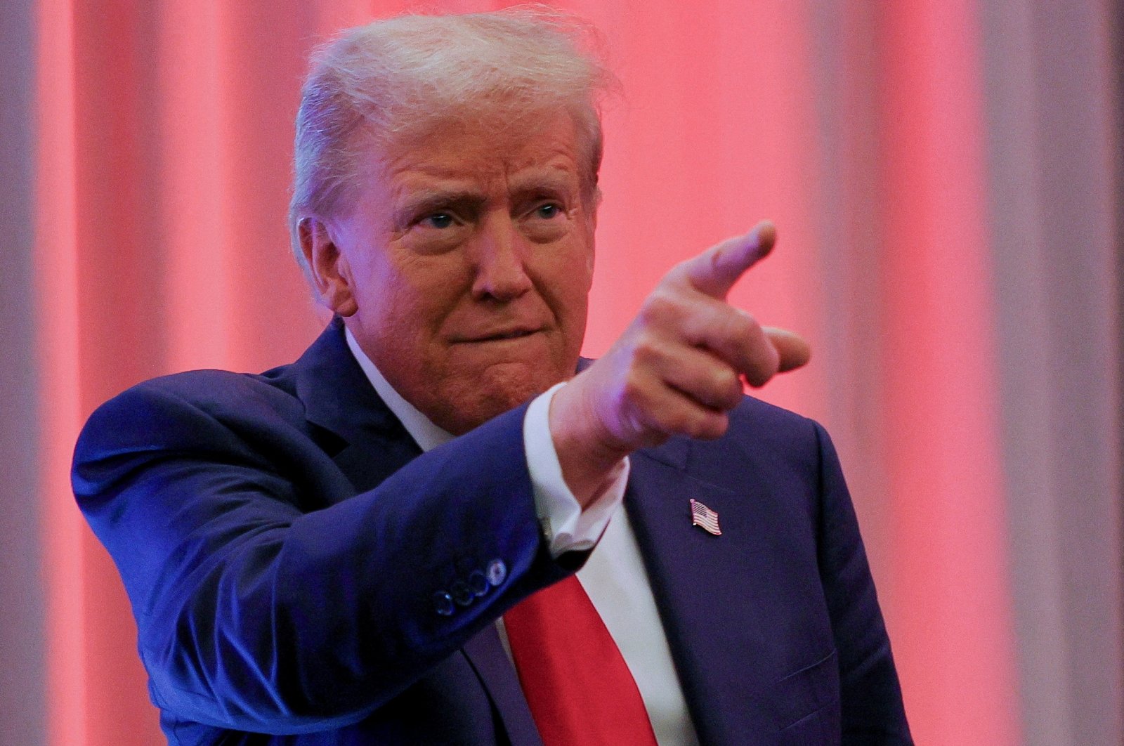 U.S. President-elect Donald Trump gestures as he meets with House Republicans on Capitol Hill in Washington, U.S., Nov. 13, 2024. (Reuters Photo)