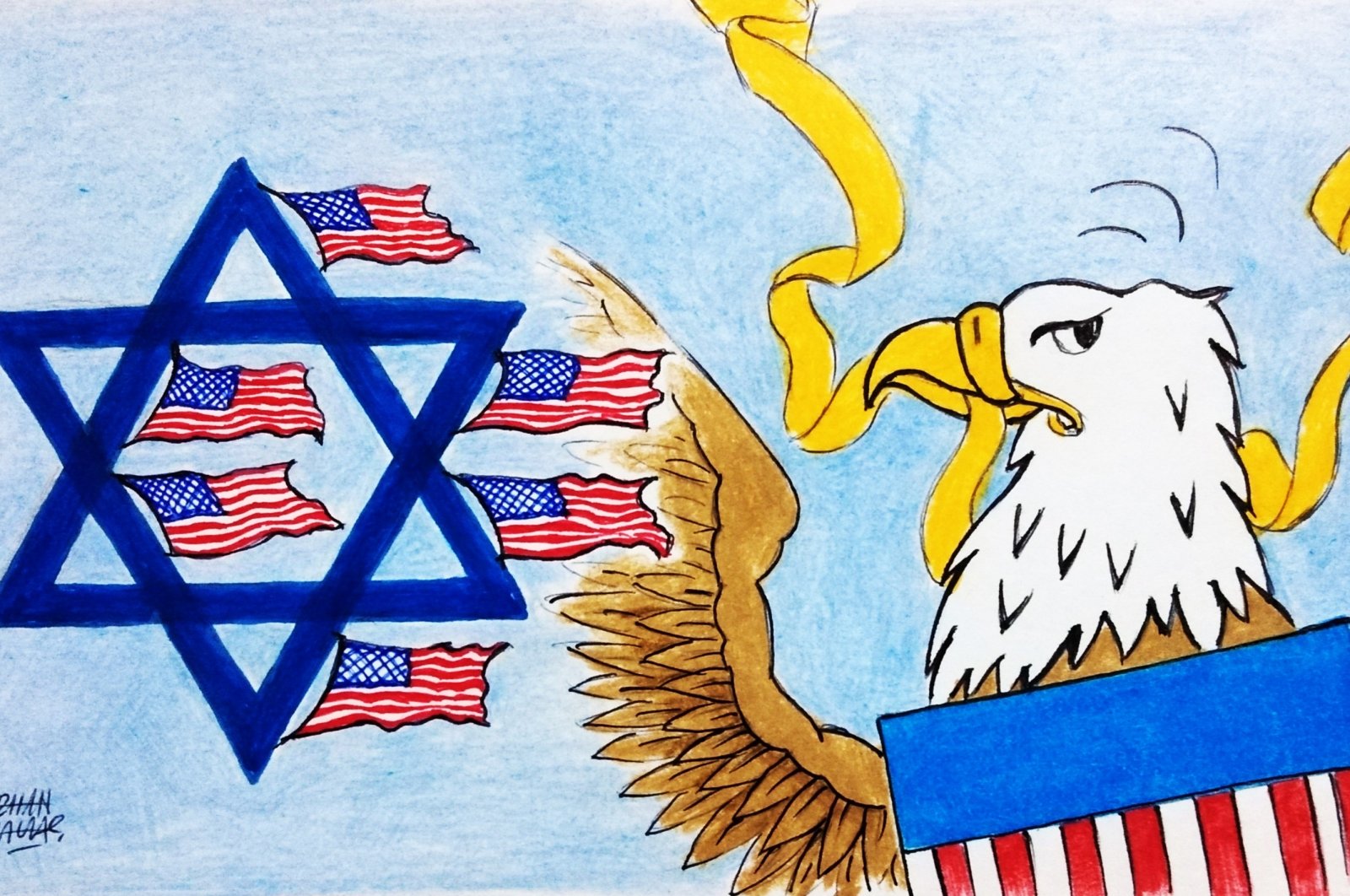 &quot;Christian Zionism has become an American political and religious ideology that converges the Jewish eschatological “Gathering of Israel” with the second coming of Jesus Christ.&quot; (Illustration by Erhan Yalvaç)