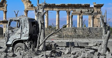 The damage following Israeli airstrikes at the historic al-Manshiya building near the Roman ruins of Baalbek, in the city of Baalbek, in the Beqaa Valley, Lebanon, Nov. 8, 2024. (EPA Photo)