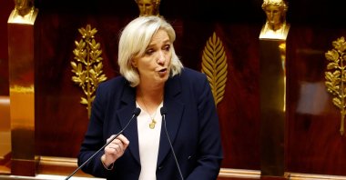 French far-right leader and member of parliament Marine Le Pen, President of the French far-right National Rally (Rassemblement National - RN) party parliamentary group, delivers a speech during a debate session on the first part of the 2025 budget bill (PLF) at the National Assembly in Paris, France, Oct. 22, 2024. (Reuters Photo)