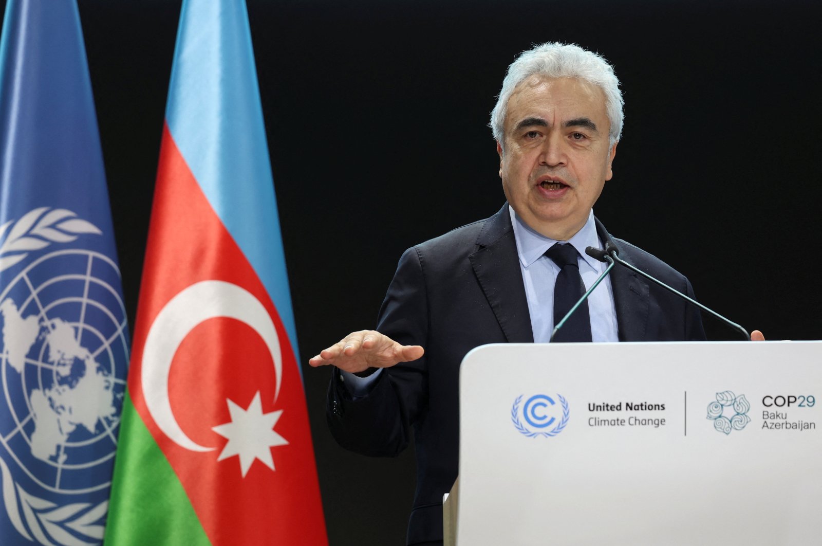 Fatih Birol, International Energy Agency executive director, speaks during the summit on methane and non-CO2 greenhouse gases at the United Nations COP29 climate change conference in Baku, Azerbaijan, Nov. 12, 2024. (Reuters Photo)