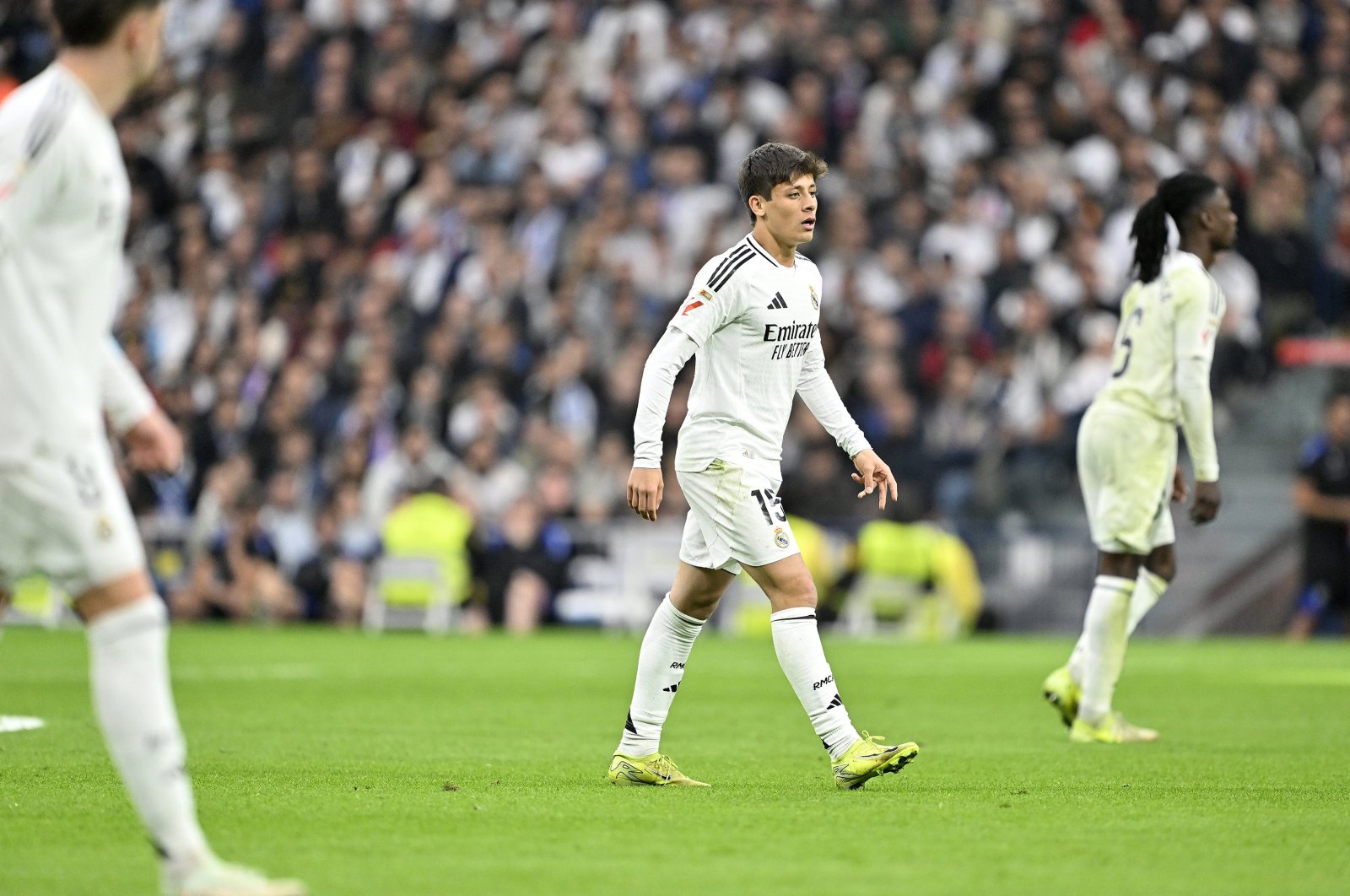 Real Madrid&#039;s Arda Güler reacts during the La Liga match against Osasuna at the Santiago Bernabeu Stadium, Madrid, Spain, Nov. 9, 2024. (AA Photo)