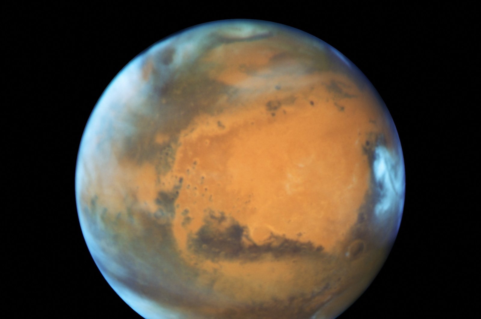 The planet Mars is shown in this NASA Hubble Space Telescope image when it was 50 million miles from Earth, taken on May 12, 2016. (Reuters Photo)