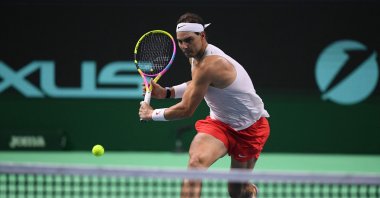 Spain's Rafael Nadal trains ahead of the Davis Cup tennis tournament finals, at the Palacio de Deportes Jose Maria Martin Carpena, Malaga, Spain, Nov. 18, 2024. (AFP Photo)