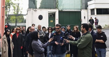 Turkish students and their families protest in front of the Italian consulate in Istanbul, Türkiye, Nov. 14, 2024. (AA Photo)