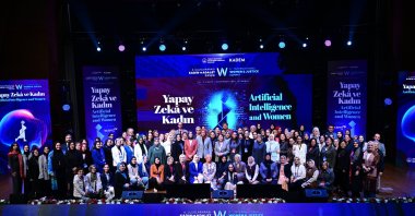 Participants at the 6th International Women and Justice Summit discuss gender equality in AI, at Haliç University, Istanbul, Türkiye, Nov. 9, 2024. (AA Photo)