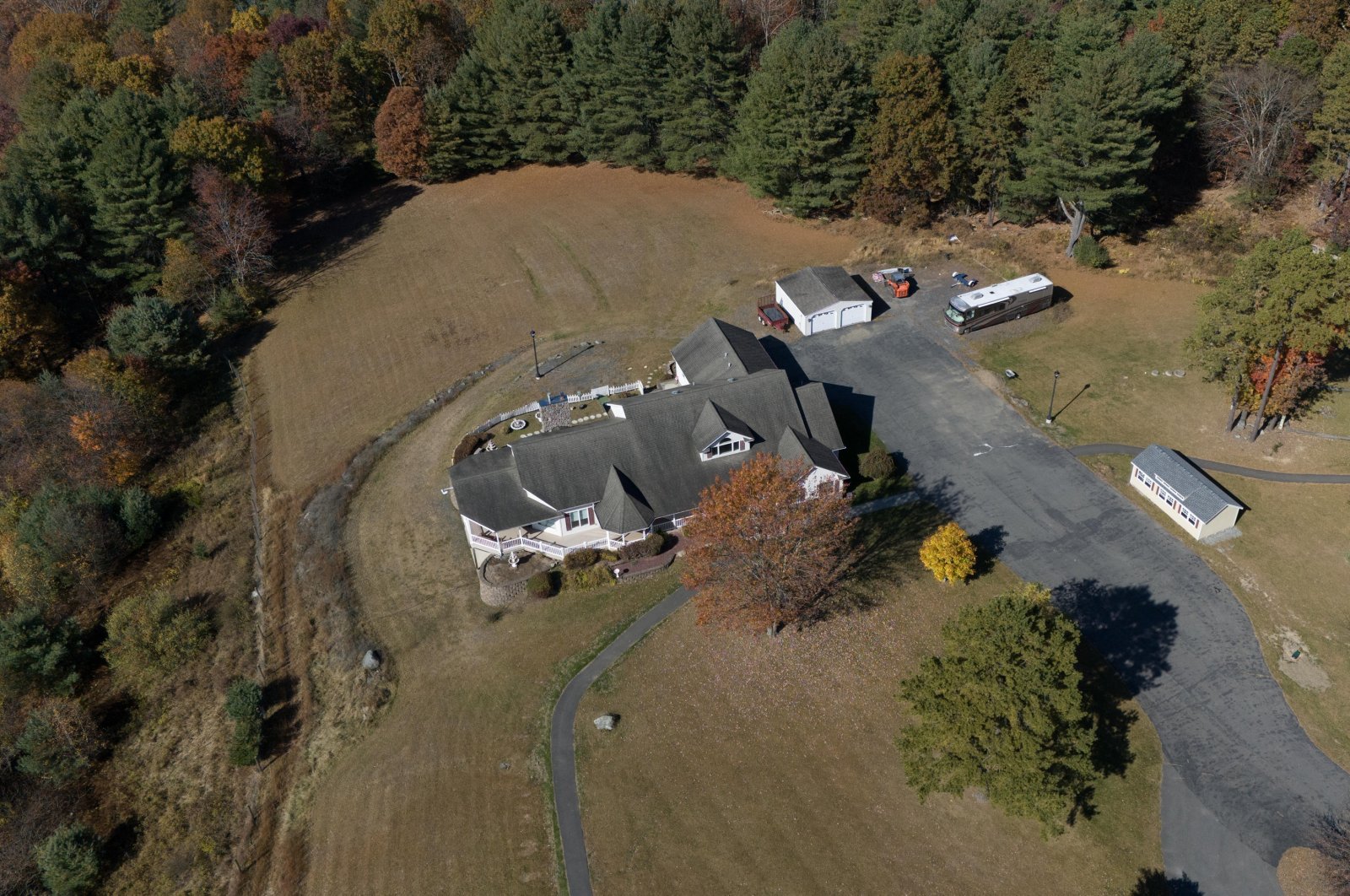 An aerial view of the residence where FETÖ leader Fetullah Gülen lived before his death, Pennsylvania, U.S., Oct. 21, 2024. (AA Photo)