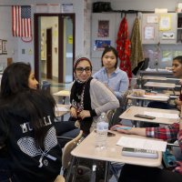 In this file photo, students chat in class before an after-hours study session for their math final at Northwest High School in Germantown, Maryland, U.S., May 10, 2016. (AP File Photo)