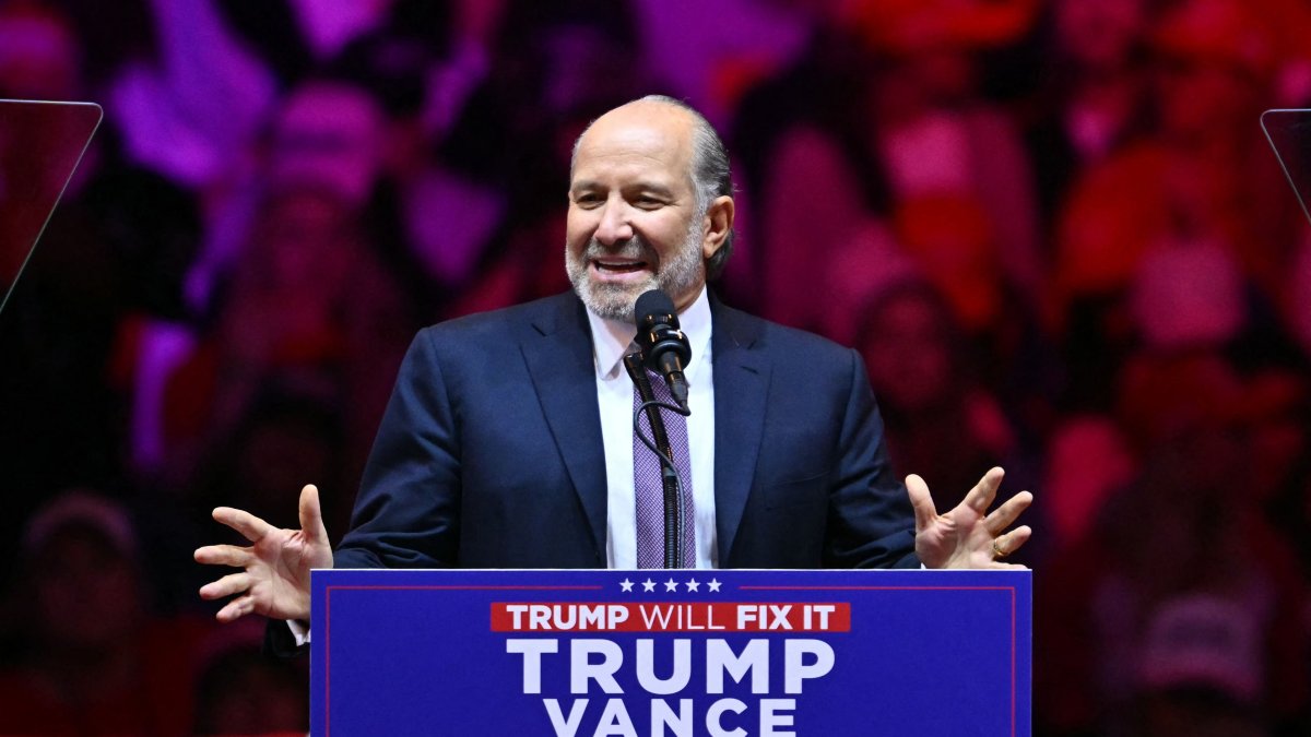 Howard Lutnick, chairperson and CEO of Cantor Fitzgerald and co-chair of the Trump 2024 Transition Team, speaks at a rally for former U.S. president and Republican presidential candidate Donald Trump, Madison Square Garden, New York, U.S., Oct. 27, 2024. (AFP Photo)