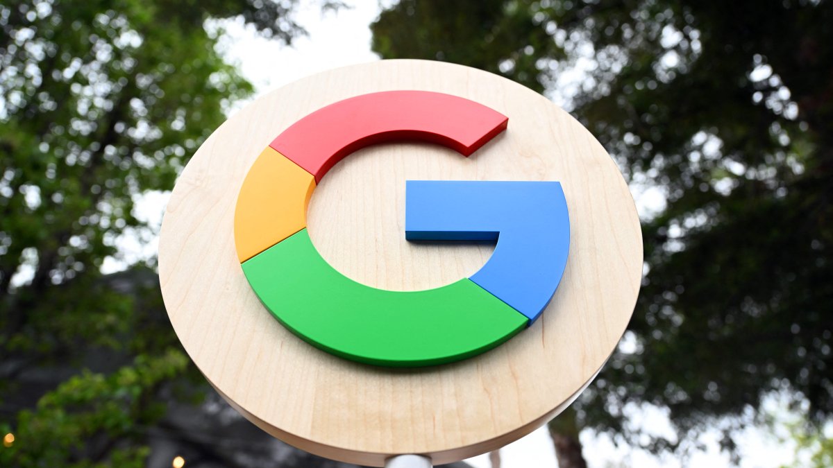 The Google logo is seen during the Google I/O annual developers conference at Shoreline Amphitheatre in Mountain View, California, U.S., May 10, 2023. (AFP Photo)