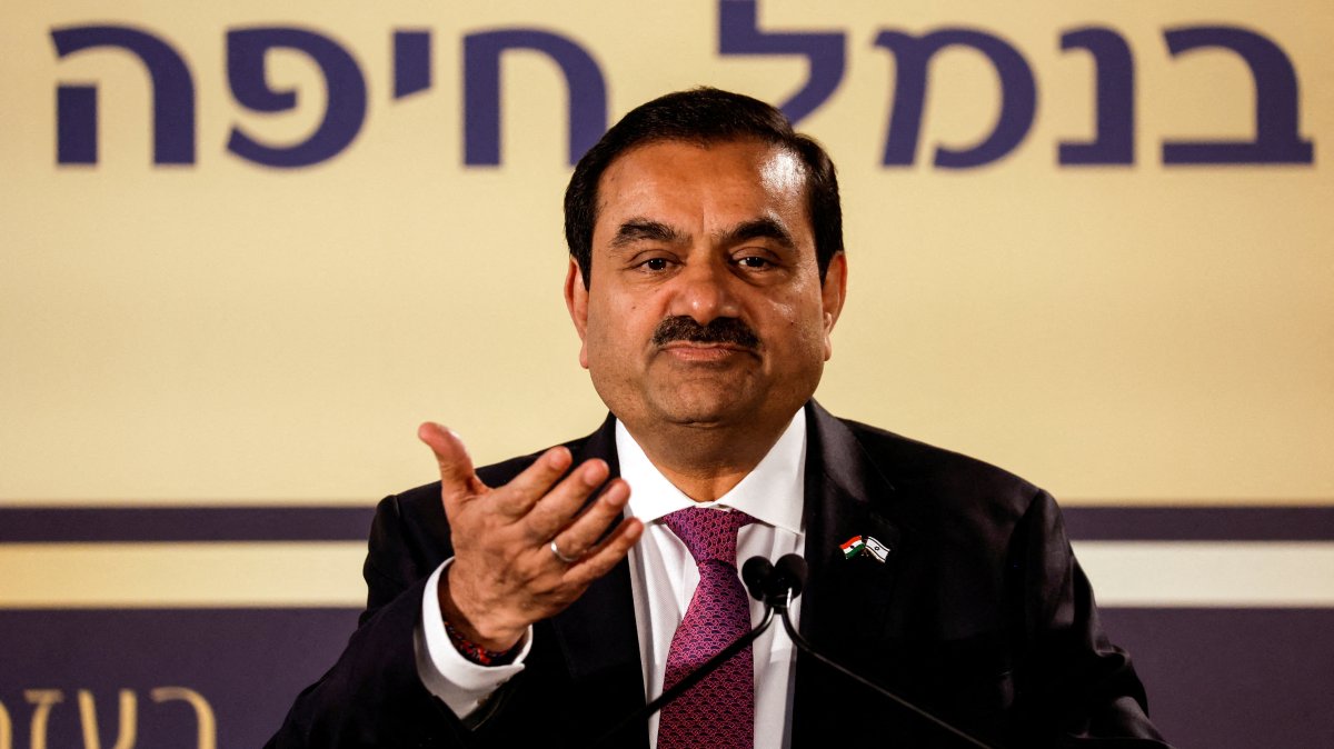 Indian billionaire Gautam Adani speaks during an inauguration ceremony after the Adani Group completed the purchase of Haifa Port earlier, in Haifa, Israel, Jan. 31, 2023. (Reuters Photo)