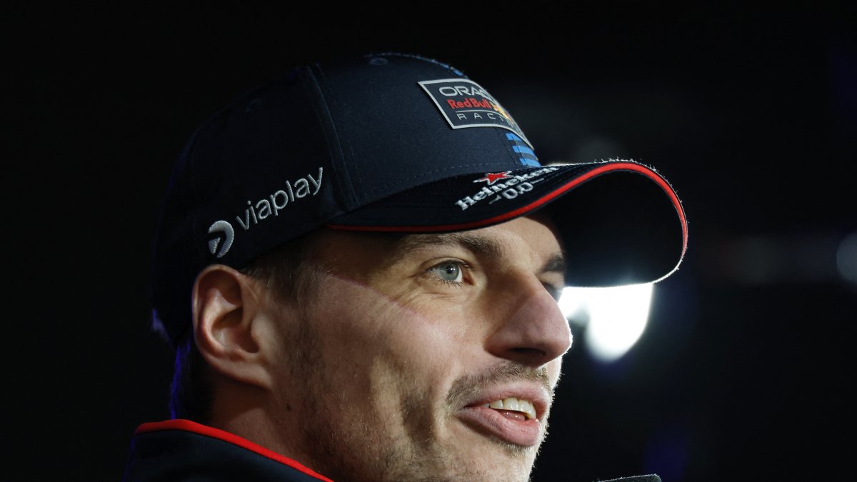 Red Bull&#039;s Max Verstappen talks to the media ahead of the Las Vegas Grand Prix at the Las Vegas Strip Circuit, Las Vegas, Nevada, U.S., Nov. 20, 2024. (Reuters Photo)