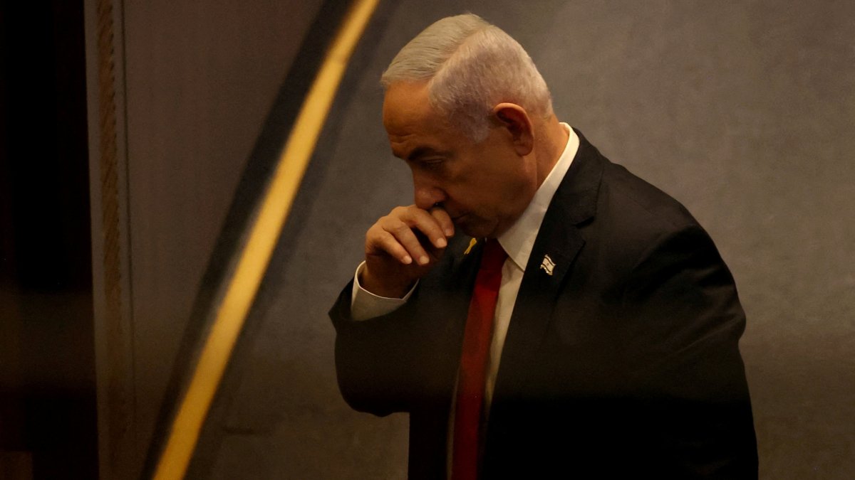 Israeli Prime Minister Benjamin Netanyahu gestures during a program in west Jerusalem, Nov. 18, 2024. (Reuters Photo)