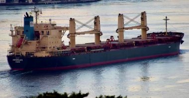 Turkish-owned cargo ship Anadolu S transits the Bosporus in Istanbul, Türkiye, Nov. 9, 2024. (Reuters Photo) 