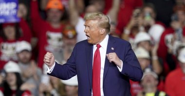 President-elect Donald Trump dances after speaking at a campaign rally at PPG Paints Arena, Pittsburgh, U.S., Nov. 4, 2024. (AP Photo)