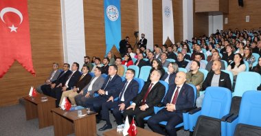 Participants attend the conference on a common alphabet of the Turkic world, Alanya, Türkiye, Nov. 20, 2024. (IHA Photo)