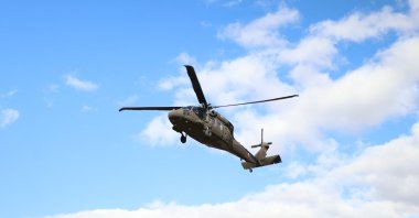 Teams use helicopter to search for two missing Belarusian sisters in Aladağlar, Niğde, Türkiye, Nov. 20, 2024. (AA Photo) 