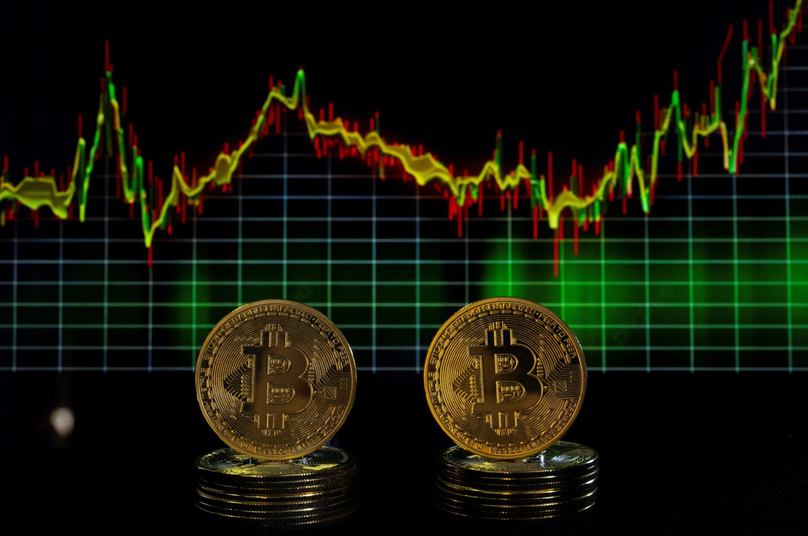 Bitcoin tokens and a price chart are seen in this illustration picture taken on Nov. 21, 2024. (Reuters Photo)