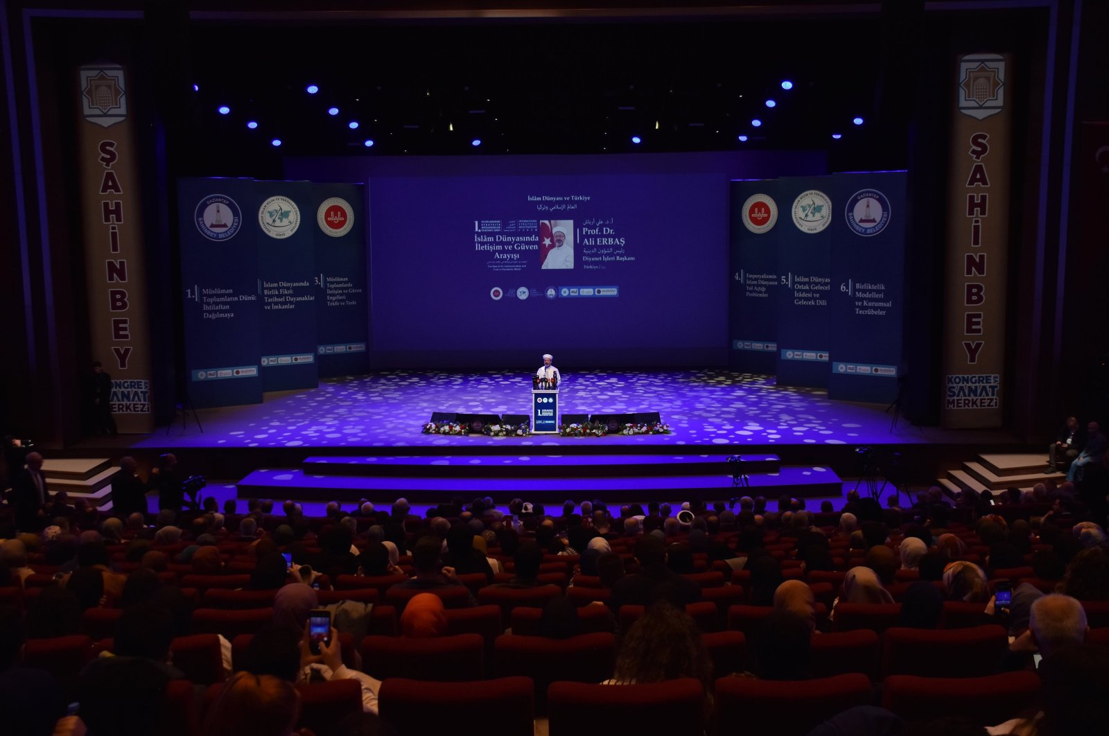 Ali Erbaş, head of the Presidency of Religious Affairs, addresses the forum, Gaziantep, southern Türkiye, Nov. 21, 2024. (AA Photo)