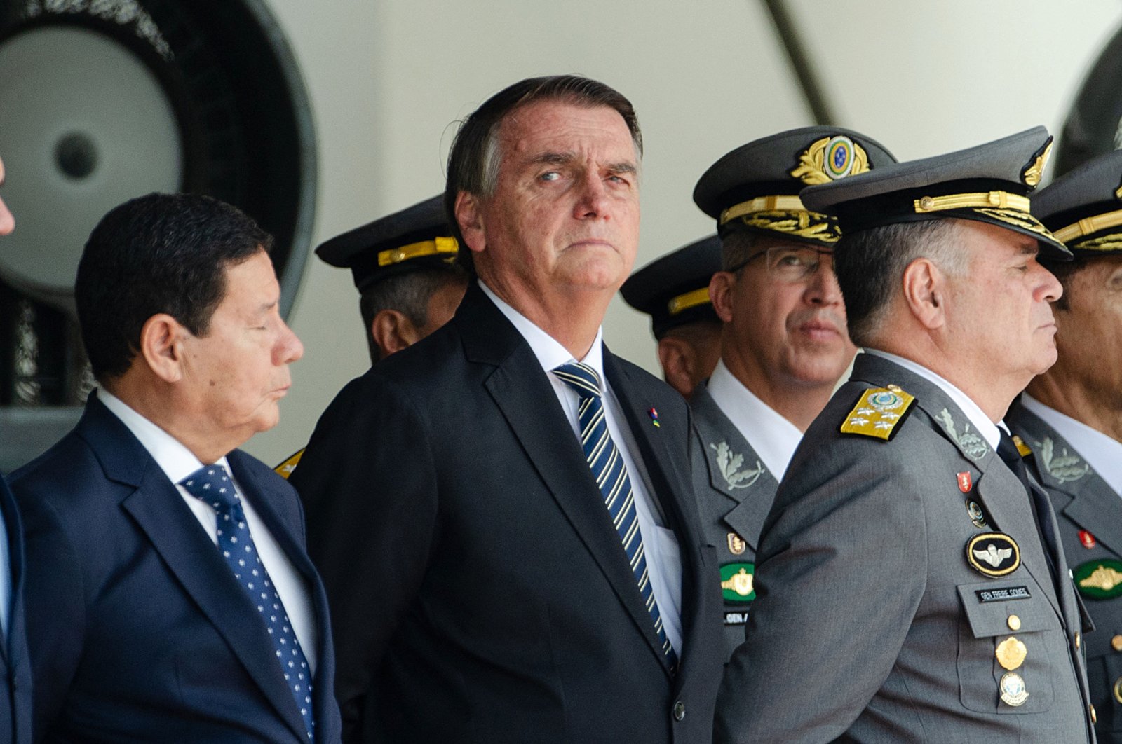 Brazil&#039;s then-President Jair Bolsonaro (C) attends a graduation ceremony for cadets at the Agulhas Negras Military Academy in Resende, Rio de Janeiro State, Brazil, Nov. 26, 2022. (AFP File Photo)