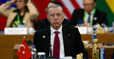 President Recep Tayyip Erdoğan attends the first day of the G-20 Summit in Rio de Janeiro, Brazil, Nov. 18, 2024. (AFP Photo)