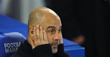 Manchester City manager Pep Guardiola before the match Premier League match against Brighton & Hove Albion at the American Express Community Stadium, Brighton, U.K., Nov. 9, 2024. (Reuters Photo)