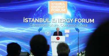 President Recep Tayyip Erdoğan delivers a speech at the Istanbul Energy Forum in Istanbul, Türkiye, Nov. 22, 2024. (AA Photo)