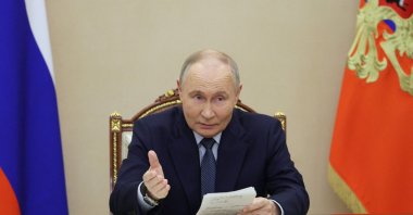 Russian President Vladimir Putin meets with military chiefs in Moscow, Nov. 22, 2024. (AFP Photo)