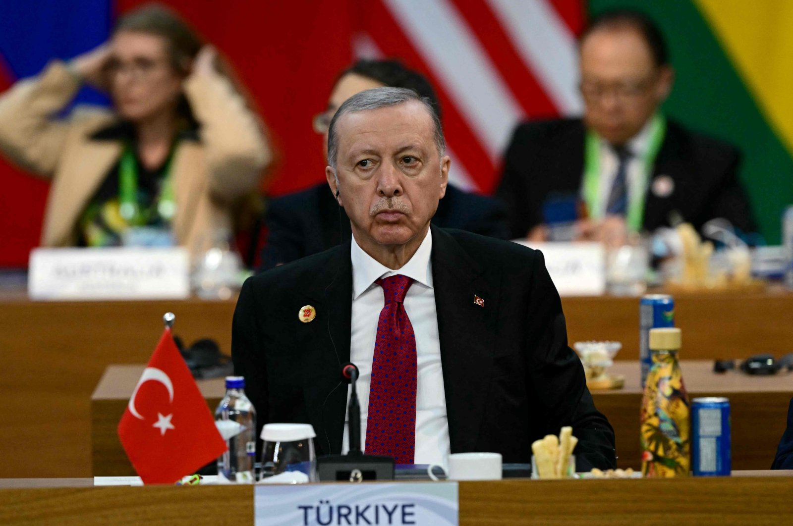 President Recep Tayyip Erdoğan attends the first day of the G-20 Summit in Rio de Janeiro, Brazil, Nov. 18, 2024. (AFP Photo)