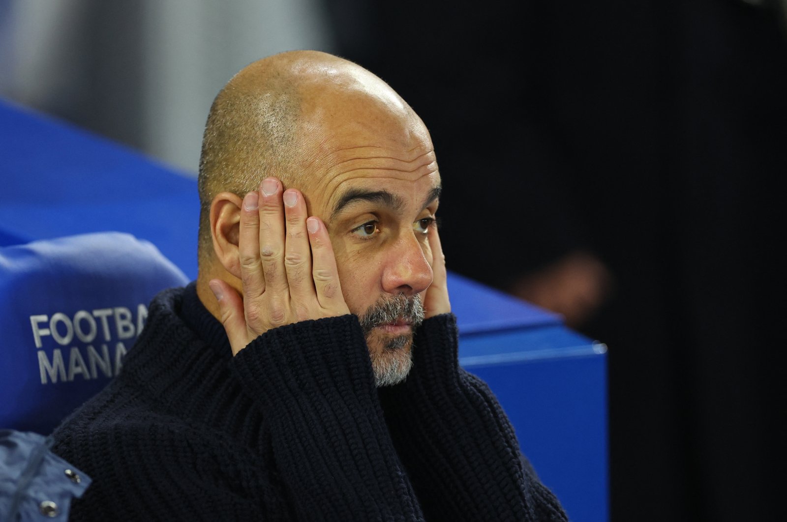 Manchester City manager Pep Guardiola before the match Premier League match against Brighton & Hove Albion at the American Express Community Stadium, Brighton, U.K., Nov. 9, 2024. (Reuters Photo)