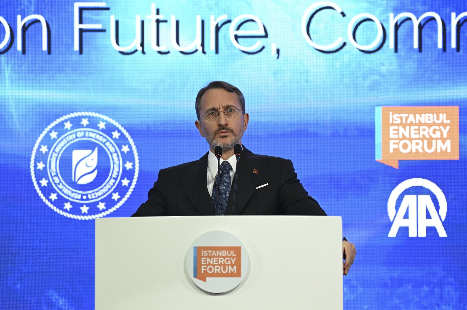 Communications Director Fahrettin Altun speaks at the Istanbul Energy Forum, Nov. 22, 2024. (AA Photo)