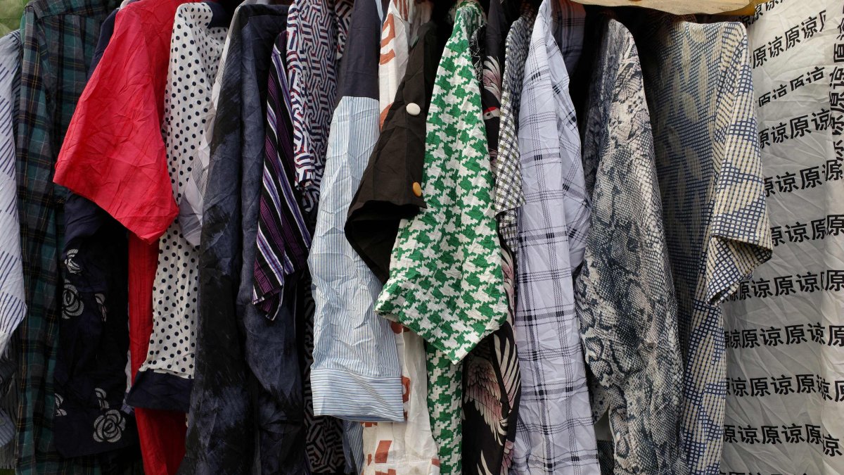 Secondhand clothes for sale is displayed at the Kantamanto market in Accra, Ghana, Nov. 16, 2023. (AFP Photo)