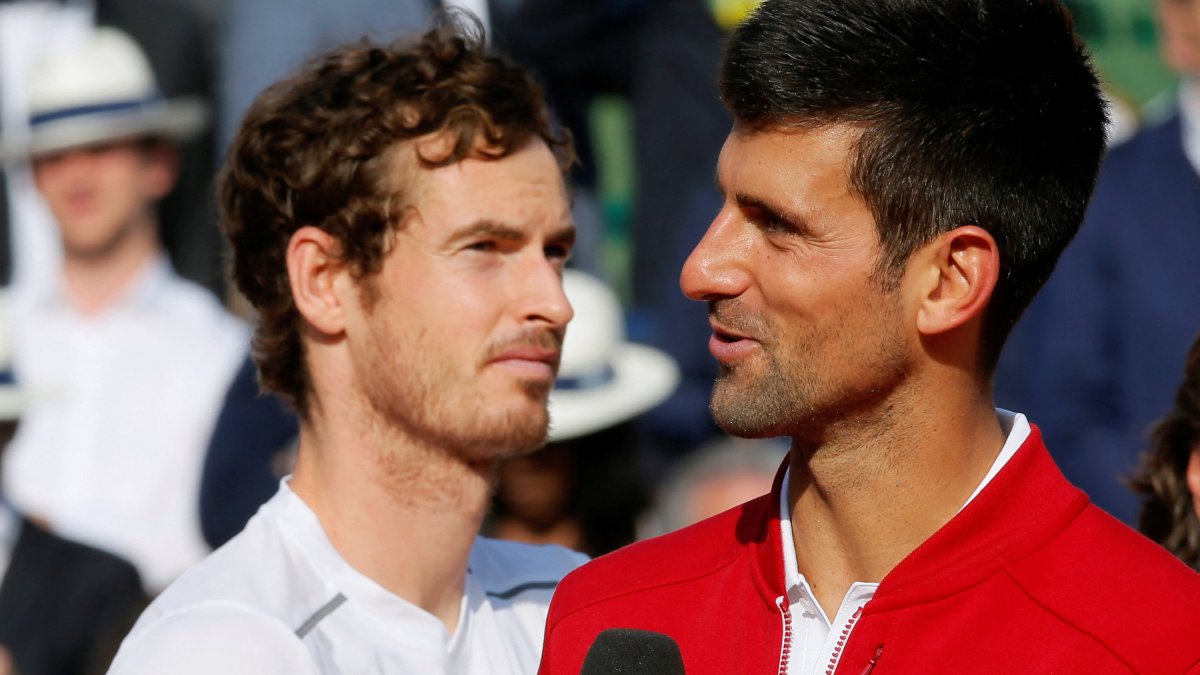 Novak Djokovic delivers a speech next to Andy Murray in Paris, France, June 5, 2016. (Reuters Photo)