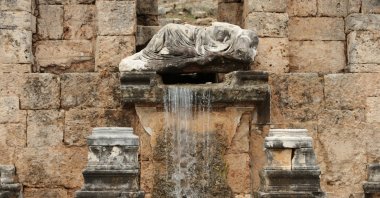 The Kestros Fountain flows once again, showcasing the grandeur of ancient Roman engineering, Antalya, Türkiye, Nov. 22, 2024. (AA Photo)