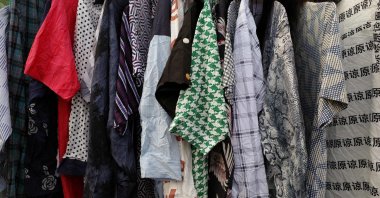 Secondhand clothes for sale is displayed at the Kantamanto market in Accra, Ghana, Nov. 16, 2023. (AFP Photo)