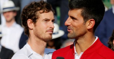 Novak Djokovic delivers a speech next to Andy Murray in Paris, France, June 5, 2016. (Reuters Photo)